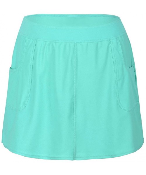 Board Shorts Women's Slit Side Quick Drying Swim Skirt with Pockets - Tile Blue - CO18D0G380Q