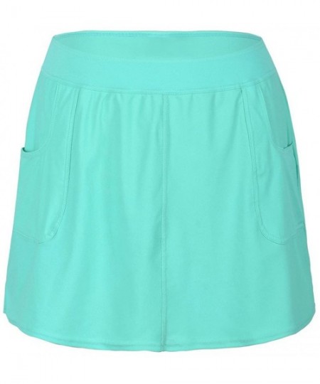 Board Shorts Women's Slit Side Quick Drying Swim Skirt with Pockets - Tile Blue - CO18D0G380Q