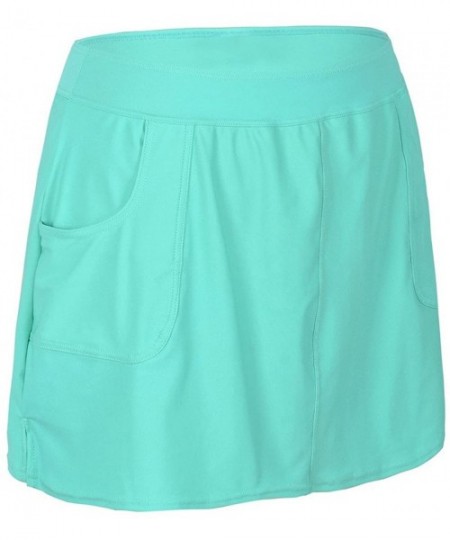 Board Shorts Women's Slit Side Quick Drying Swim Skirt with Pockets - Tile Blue - CO18D0G380Q