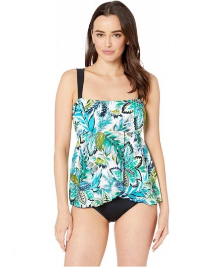 One-Pieces Women's Draped Ruffle Front One Piece Swimsuit - Emerald//Nola - C718KNLM98N