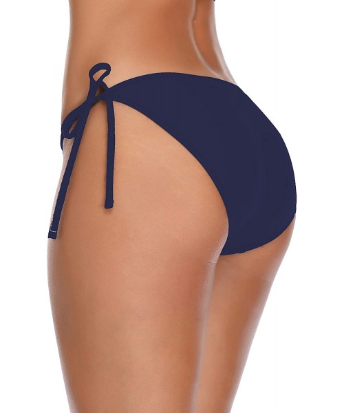 Bottoms Women's Swim Bottom Tie Side Bikini Bottom Tankini Swimsuit Briefs - Navy Blue - C418GAL9IU0