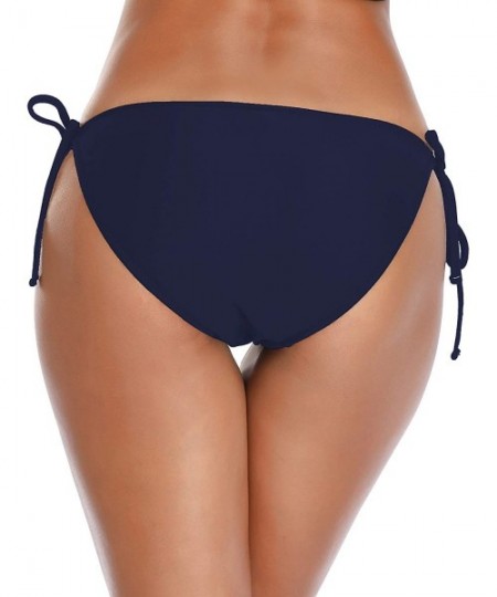 Bottoms Women's Swim Bottom Tie Side Bikini Bottom Tankini Swimsuit Briefs - Navy Blue - C418GAL9IU0