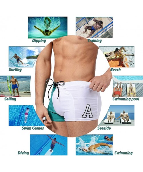 Trunks Men's Swim Trunks Drawstring Quick Dry Nylon Swimming Briefs - A-greenwhite - CF18UE5Q50Z