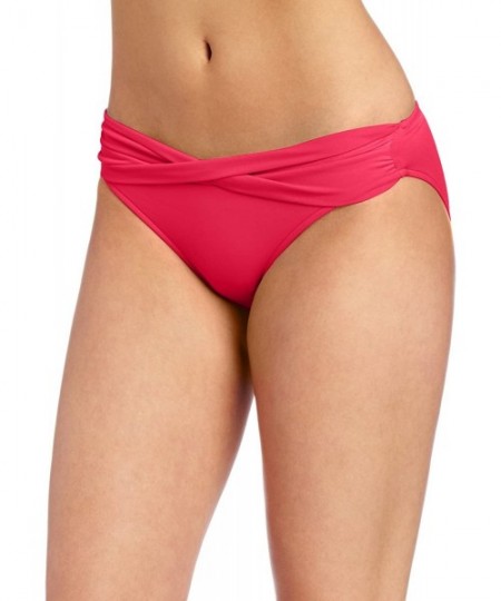 Tankinis Women's Twist Band Hipster Full Coverage Bikini Bottom Swimsuit - Chili Red - C3126BIC955