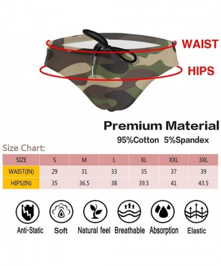 Briefs Mens Drawstring Bikini Briefs Bathing Suit - Green Brown Camo Camouflage - CI1976Y459S