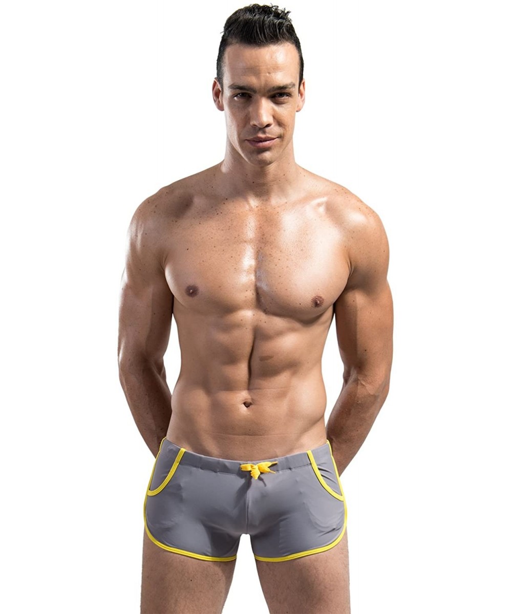 Trunks Mens Swim Trunks Pocket Beach Swimwear - Gray - CT184SM30AS