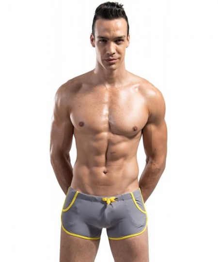 Trunks Mens Swim Trunks Pocket Beach Swimwear - Gray - CT184SM30AS