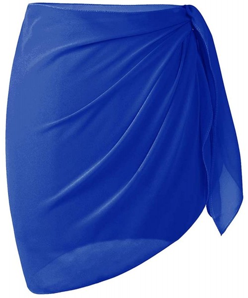 Cover-Ups Women's Chiffon Cover Up Beach Sarong Wrap Mini Skirts Swimwear Pareo Bikini Cover-ups - A-short-royal Blue - CY18U...