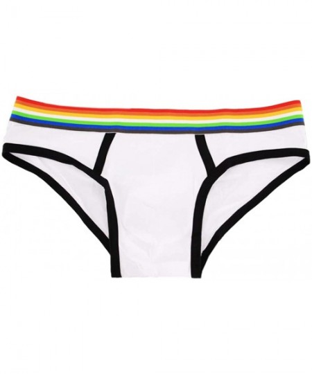 Briefs Men's Metallic Thong Swimsuit Snake Printed Underwear Briefs Trunks Underpants Bikini Swimwear - White/Rainbow - C218Y...