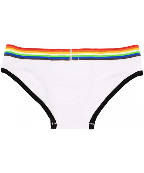 Briefs Men's Metallic Thong Swimsuit Snake Printed Underwear Briefs Trunks Underpants Bikini Swimwear - White/Rainbow - C218Y...