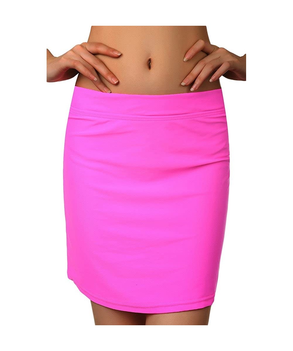 Tankinis Swim Skirts for Women Bikini Swim Bottoms Full Coverage Sun Protective - Rose - CN17YDSG2N8