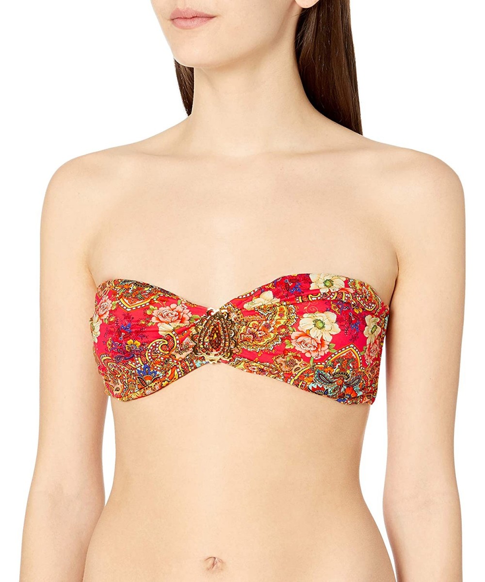 Tops Women's Camellia Bandeau Bikini Top - Camellia - C8185LWMMWG