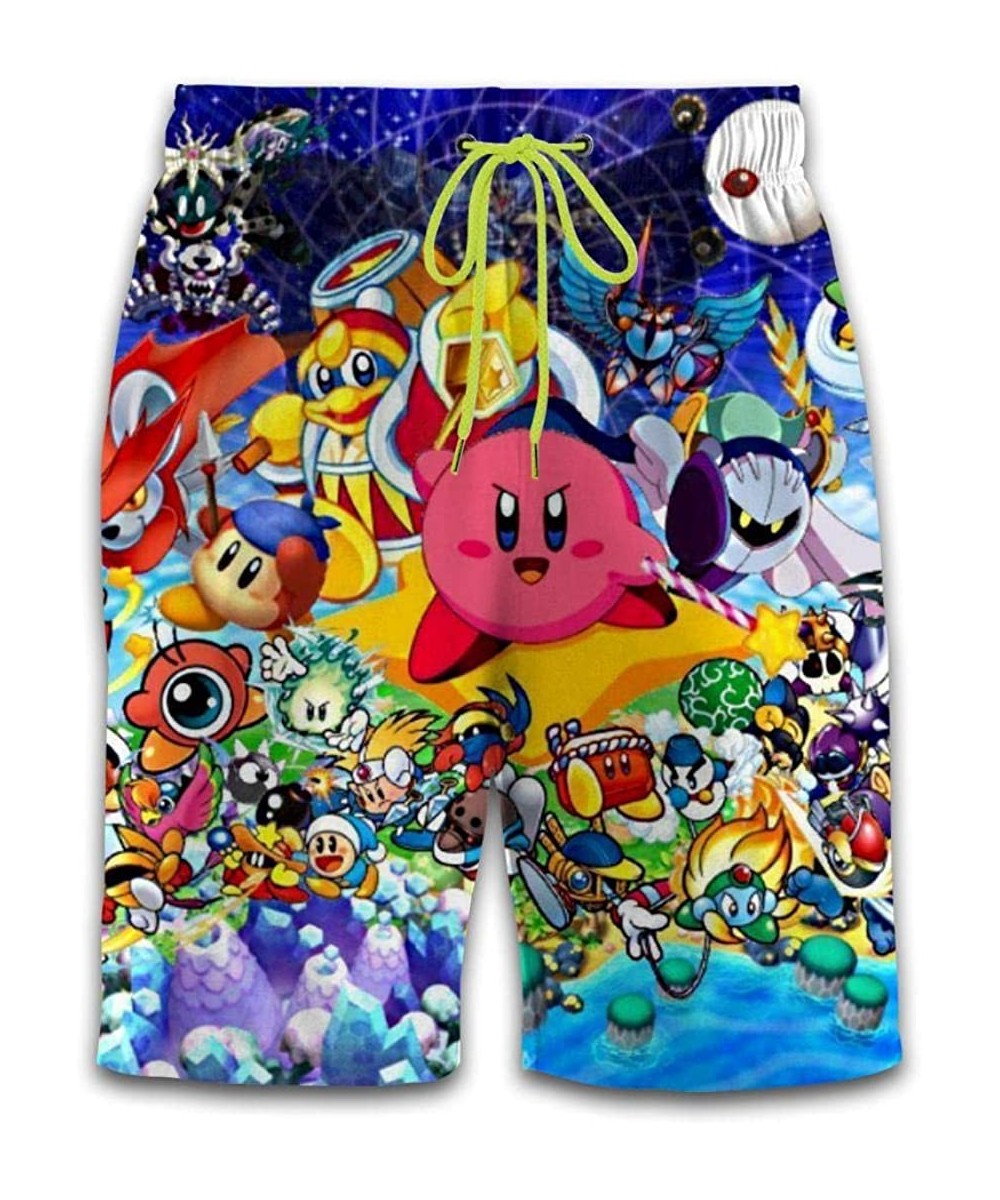 Board Shorts Funny Mens 3D Video Game k-ir-b-y Graphic Shorts Swim Trunks Beachwear Anime Cartoon Pants - White - CD197CAW79U