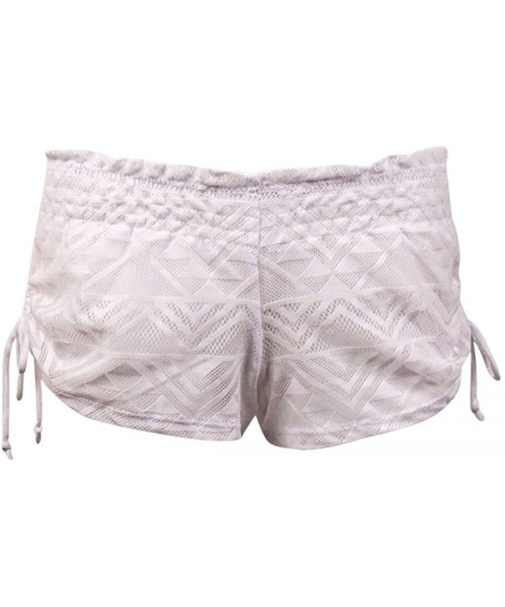 Bottoms Women's Ruched-Tie Lace Shorts Swim Cover-Up - White - CN17YE33OHL