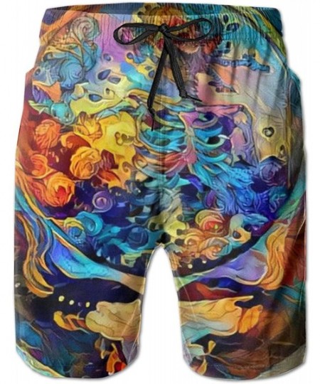 Board Shorts Men's Beach Shorts-Grateful-Dead Trippy Art Skull Casual Swim Surf Trunks - Grateful Dead a - C4190SXCCX4