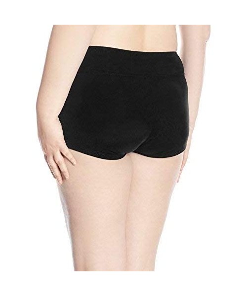 Bottoms Women's Plus-Size Super Solids Twist Front Boy Short Bikini Bottom - Black - CJ12MXZNE18