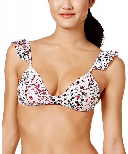 Tops Juniors' Cheetah Swirl Ruffled Push-Up Bikini Top White/Multi X-Small - CF18QYM75M5