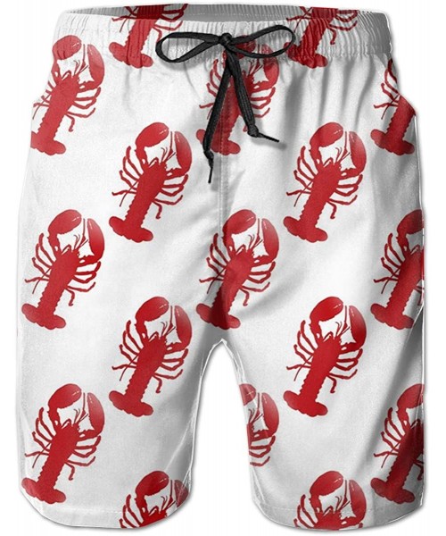 Board Shorts Boys Board Shorts Lobster Red Quick Dry Swim Surf Trunks - CG18Q0RKUU9