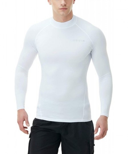 Rash Guards Men's UPF 50+ Long Sleeve Rash Guard- UV/SPF Quick Dry Swim Shirt- Water Surf Swimming Shirts - Basic(msr19) - Wh...