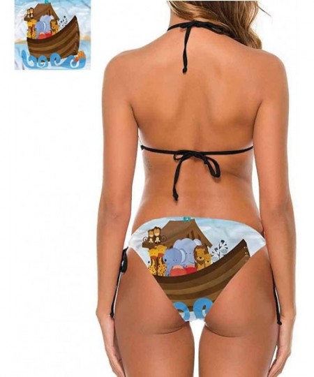 Bottoms Print Swimsuit Cartoon- Animals Sailing in Sea Ship So Unique and Different - Multi 15-two-piece Swimsuit - C419E7DG8QR