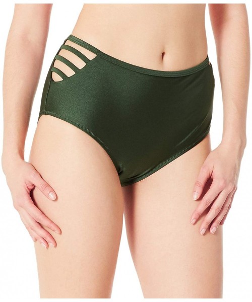 Bottoms Women's Swim Standard Ruched Midrise Bikini Bottom - Green(strappy Style) - CS18RXUL0K9