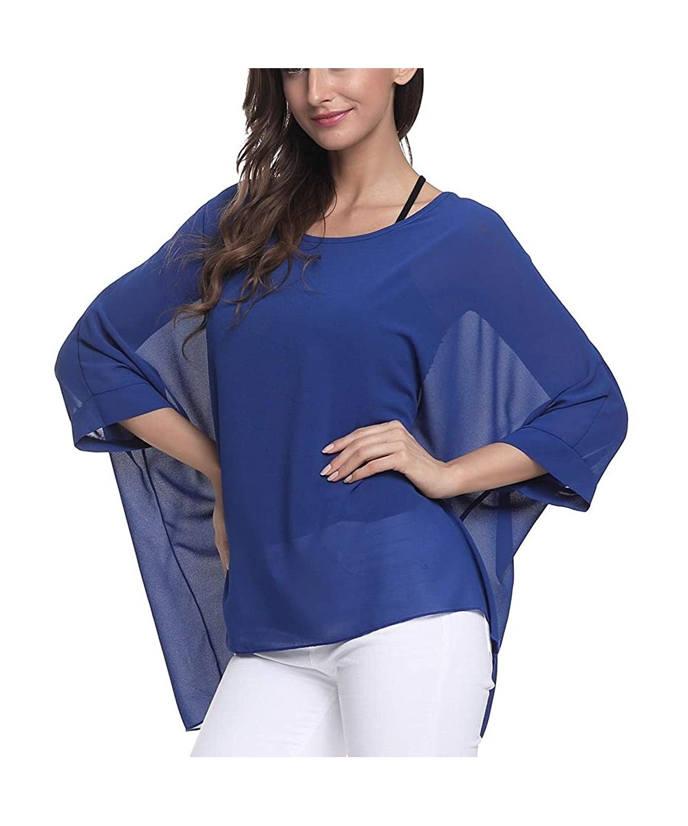 Cover-Ups Women's Bohemian Chiffon Blouse Batwing Sleeve Swimsuit Coverups - 4324be - CI18W07Q5M5