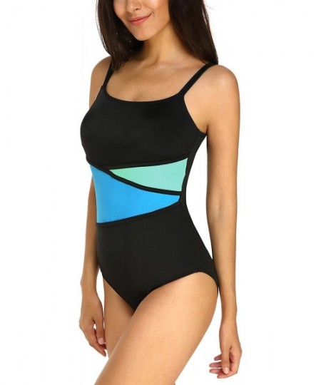 One-Pieces Women's One Piece Swimsuits Tummy Control Swimwear Monokini V Neck Slimming Bathing Suits - 5-blue - CC18CN2NEAK