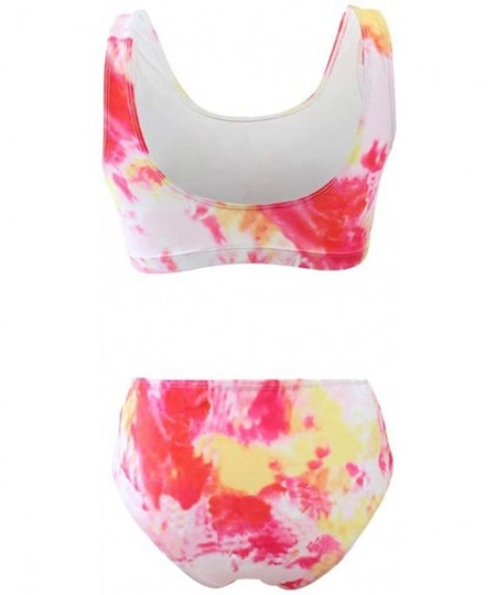 Sets Tie Dye Swimsuits for Women Girls 2020 Summer Two Piece Bikini Sets Crop Top High Waisted Swimwear Bathing Suits - 3 - O...