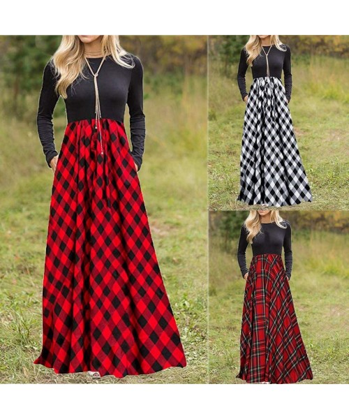 Cover-Ups Dresses for Women Casual Fall-Elegant Maxi Dress Floral Printed Patchwork Long Sleeves Casual Tunic Long Maxi Dress...