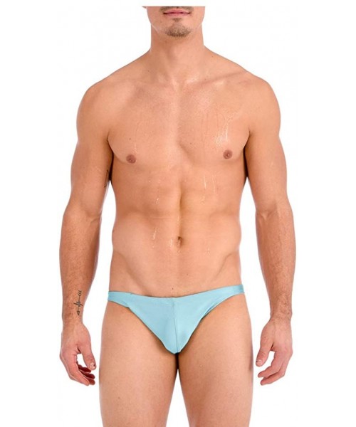 Briefs Men's Metallic Ultra Greek Bikini Swimsuit with Contour Pouch - Baby Blue - C3194ANT8CH