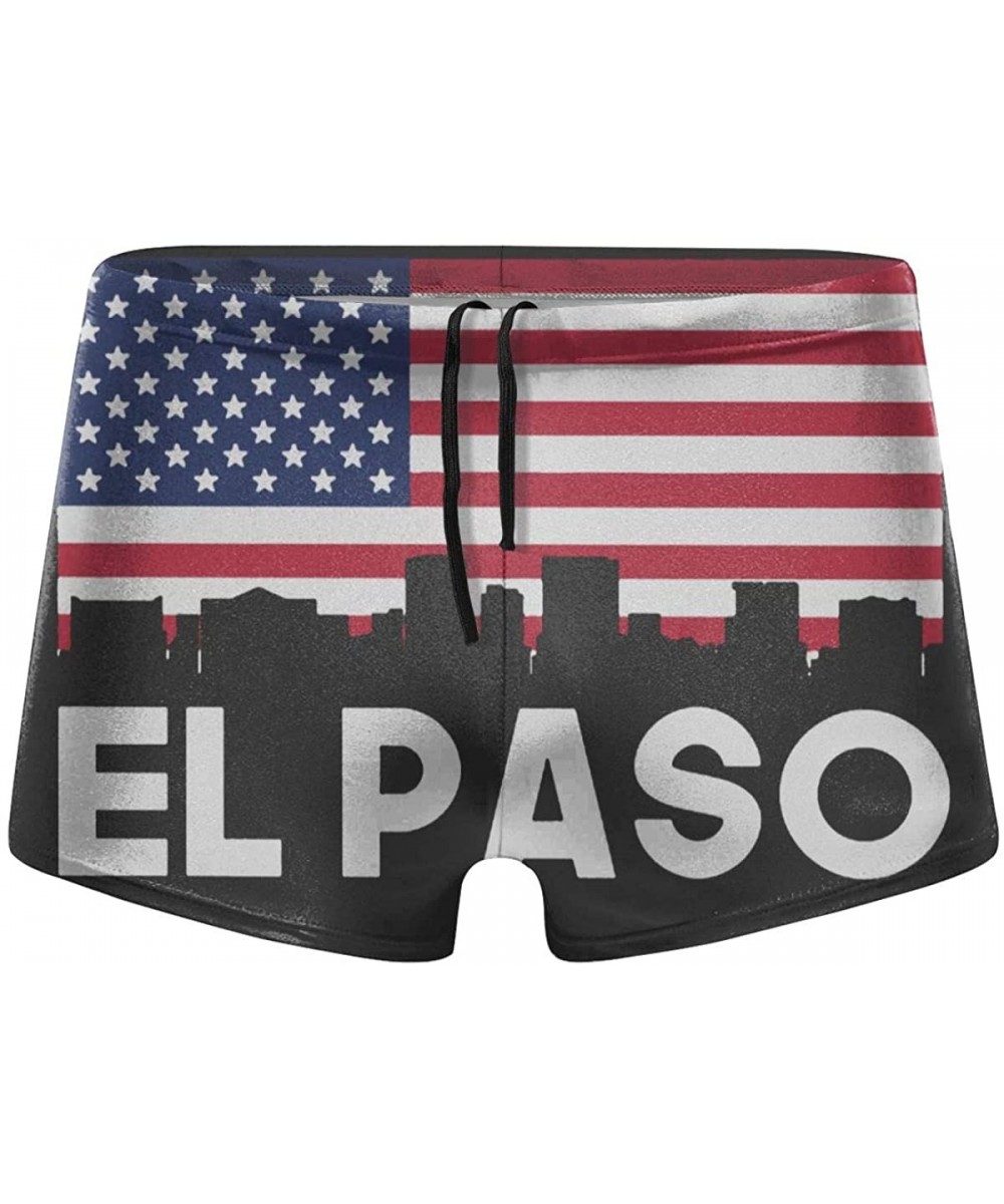 Briefs El Paso Tx American Flag Men's Fashion Swimsuit Boxer Trunks Square Cut Bathing Suits - El Paso Tx American Flag - C91...