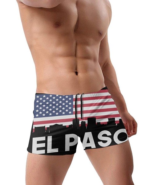 Briefs El Paso Tx American Flag Men's Fashion Swimsuit Boxer Trunks Square Cut Bathing Suits - El Paso Tx American Flag - C91...