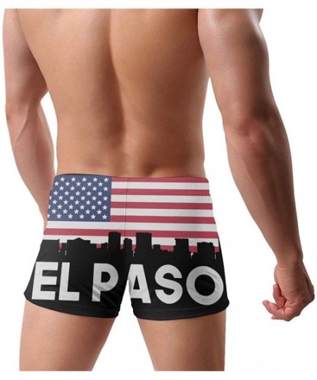 Briefs El Paso Tx American Flag Men's Fashion Swimsuit Boxer Trunks Square Cut Bathing Suits - El Paso Tx American Flag - C91...