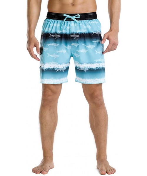 Board Shorts Men's Quick Dry Soft Relaxed Fit Drawstring Swim Trunks - Blue-329 - C8196R62ZGW