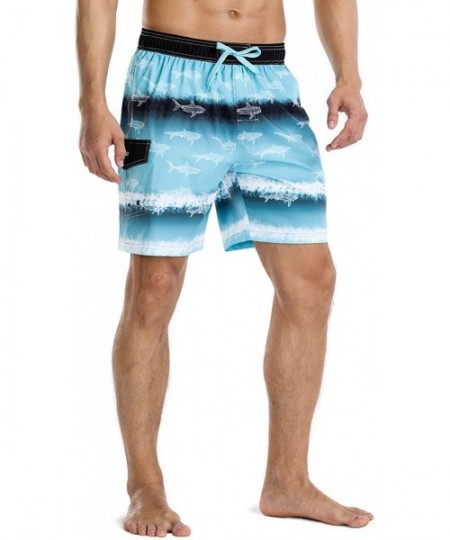 Board Shorts Men's Quick Dry Soft Relaxed Fit Drawstring Swim Trunks - Blue-329 - C8196R62ZGW