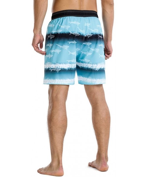 Board Shorts Men's Quick Dry Soft Relaxed Fit Drawstring Swim Trunks - Blue-329 - C8196R62ZGW