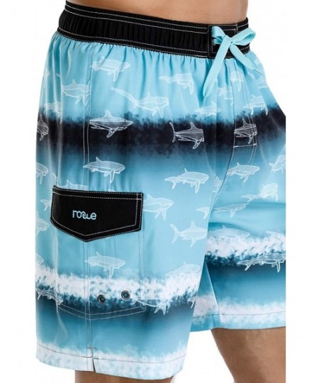 Board Shorts Men's Quick Dry Soft Relaxed Fit Drawstring Swim Trunks - Blue-329 - C8196R62ZGW