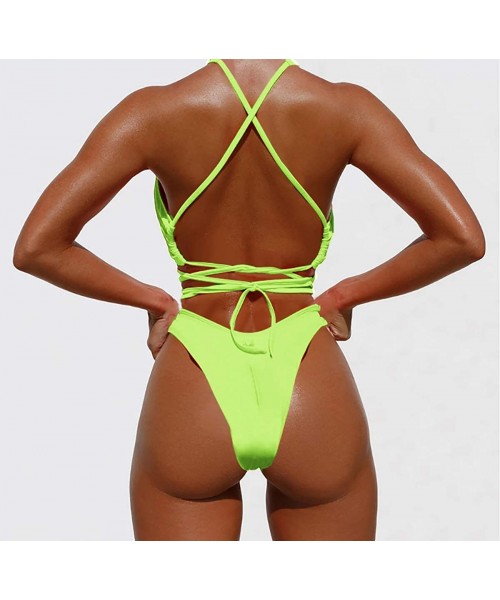 One-Pieces Women Sexy Bikini Hologram One Piece Swimsuit Plush Up Swimwear Bathing Suit for Rave Festival Party Club - Green ...