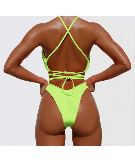 One-Pieces Women Sexy Bikini Hologram One Piece Swimsuit Plush Up Swimwear Bathing Suit for Rave Festival Party Club - Green ...