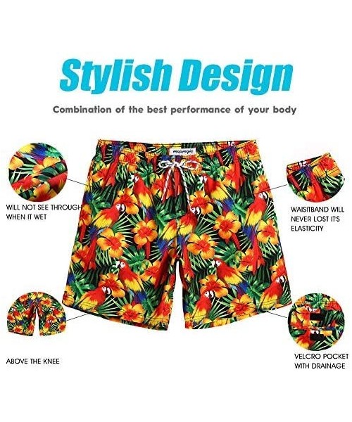 Board Shorts 7" Swim Shorts Mens Quick Dry Swim Trunks with Mesh Lining Teen Funny Print Swimwear Swimsuit - Floral-181118583...