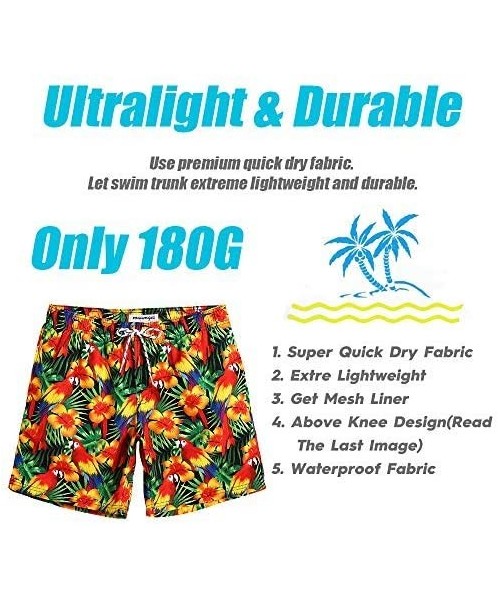 Board Shorts 7" Swim Shorts Mens Quick Dry Swim Trunks with Mesh Lining Teen Funny Print Swimwear Swimsuit - Floral-181118583...