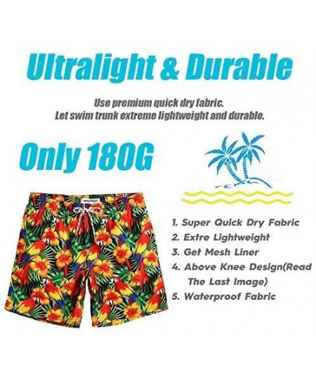 Board Shorts 7" Swim Shorts Mens Quick Dry Swim Trunks with Mesh Lining Teen Funny Print Swimwear Swimsuit - Floral-181118583...