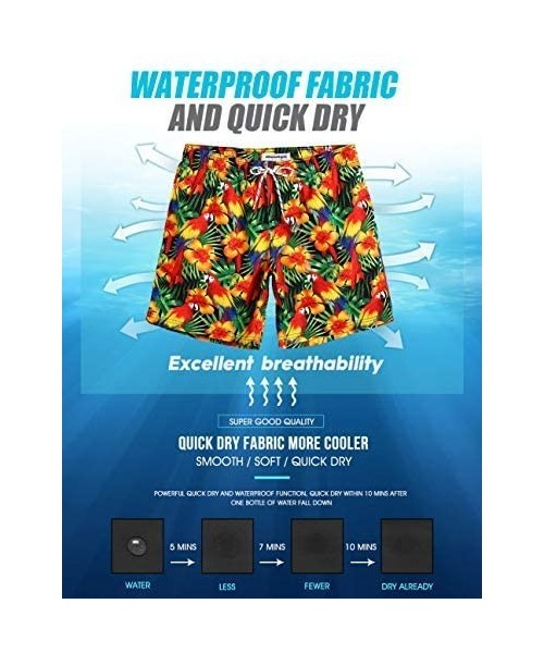 Board Shorts 7" Swim Shorts Mens Quick Dry Swim Trunks with Mesh Lining Teen Funny Print Swimwear Swimsuit - Floral-181118583...