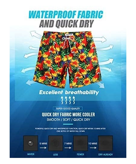 Board Shorts 7" Swim Shorts Mens Quick Dry Swim Trunks with Mesh Lining Teen Funny Print Swimwear Swimsuit - Floral-181118583...