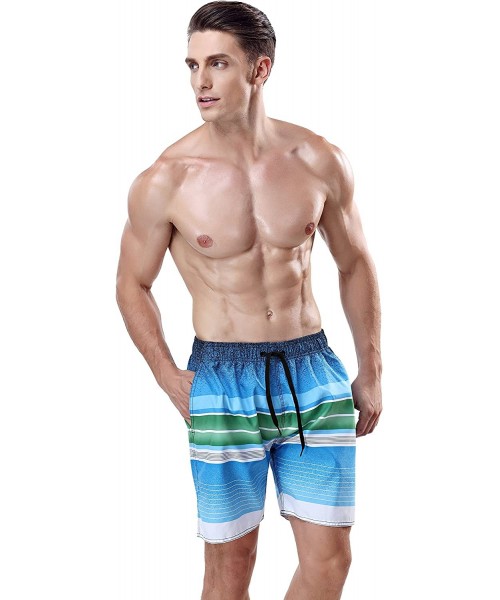 Trunks Men's Swim Trunks - Ocean Blue - C218697090K