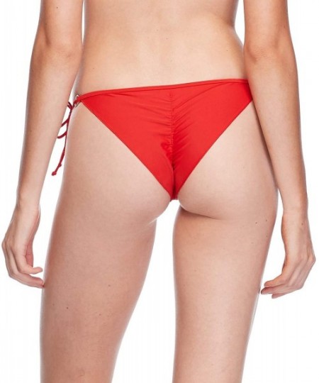 Tankinis Women's Smoothies Brasilia Solid Tie Side Cheeky Bikini - Smoothie True Red - CD18Z05HZ8W