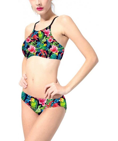 Sets Women's Sexy Bikini Swimsuit Tropical Floral Print Swimwear - P5 Tropical Flowers and Birds - C418U5CDD4E