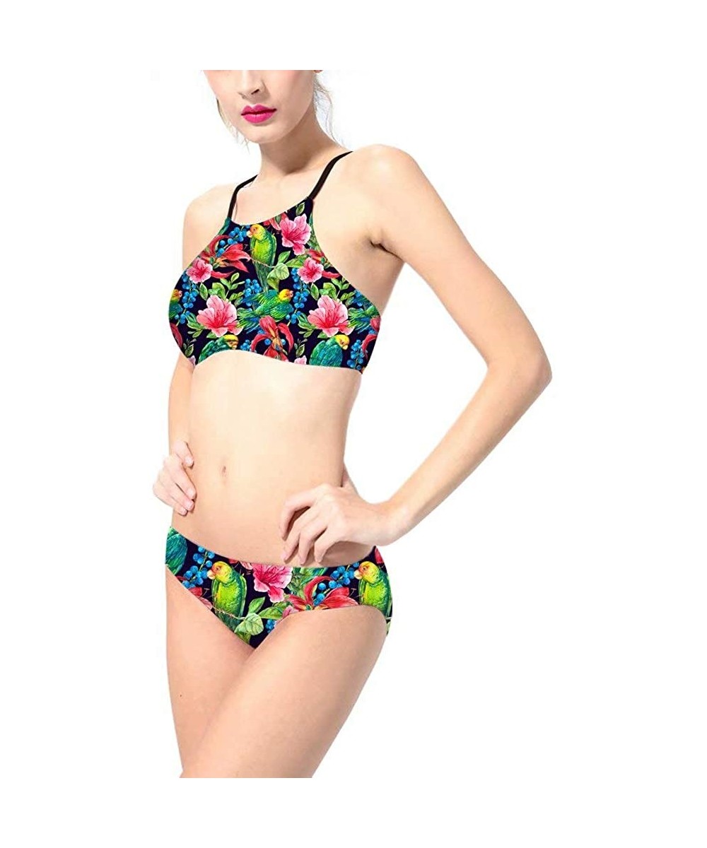 Sets Women's Sexy Bikini Swimsuit Tropical Floral Print Swimwear - P5 Tropical Flowers and Birds - C418U5CDD4E