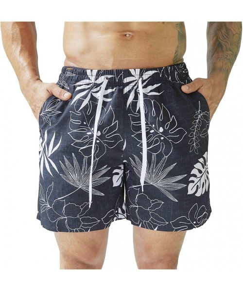 Board Shorts Men's Swim Trunks Quick Dry Beach Shorts Mesh Lining Sportshort Tropical Floral - Black Flower Shorts - CJ19EDEA2S4