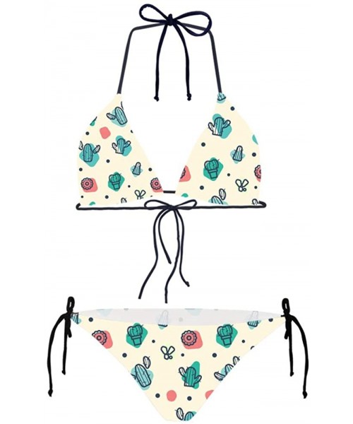 Sets Sexy Women Swimsuit Space Galaxy Print Two-Piece Bikini Plus Size - 2-cactus - CA18OT288D3